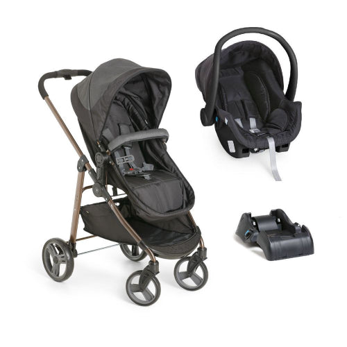 Carrinho de Bebê Moisés Olympus Preto com Bebê Conforto + Base - Galzerano