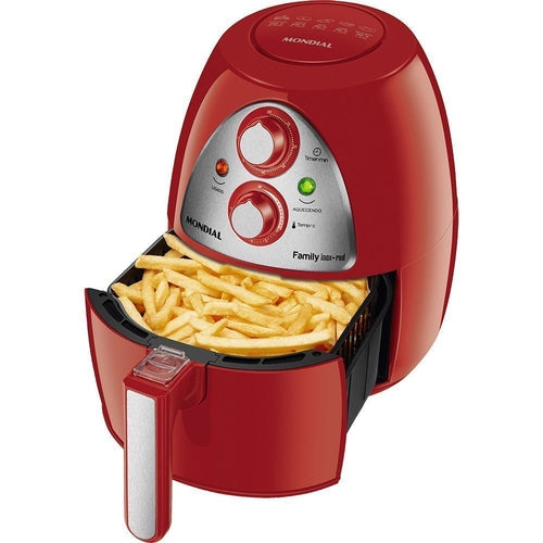 Fritadeira Elétrica Sem Óleo - Air Fryer Mondial AF-14 Inox 4L Vermelha com Timer 127v