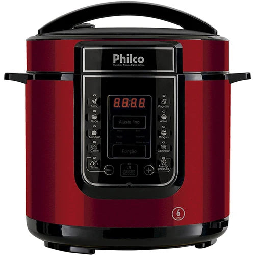 Panela De Pressão Digital 6l Inox Vermelho Pppv 01 220v