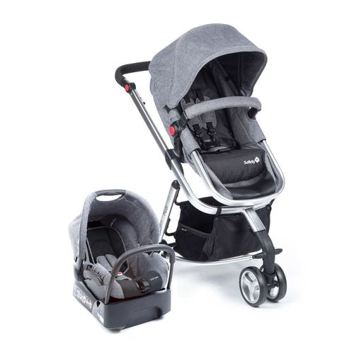 Carrinho de Bebê Travel System Mobi Grey Denin Silver com Bebê Conforto - Safety 1st