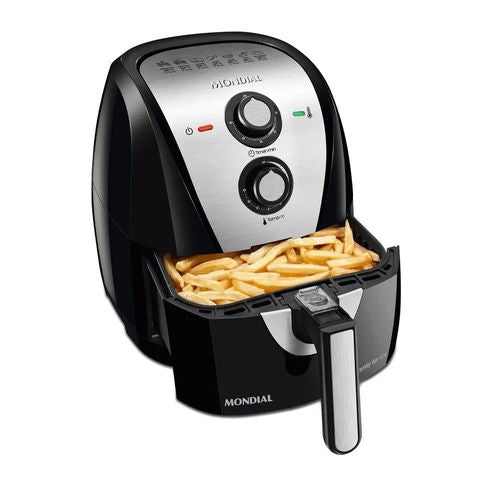 Fritadeira Elétrica Sem Óleo - Air Fryer Mondial Af-55i Grand Family Inox 5,5l Preta com Timer 110v