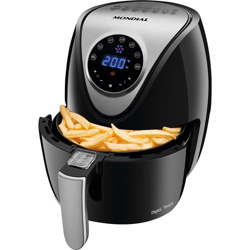 Fritadeira Elétrica sem Óleo Air Fryer Mondial AF-30-DI Digital Family Inox 3,5L Preta com Timer - 127v