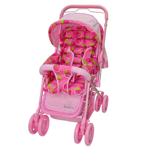 Carrinho De Bebê Passeio Reversível Mosquiteiro Bolsa Pink Bamboo