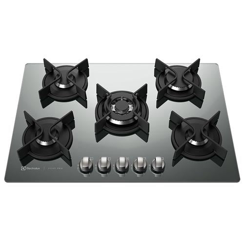 Cooktop à Gás Electrolux de Vidro com 5 Bocas Silver Espelhado - GC75U