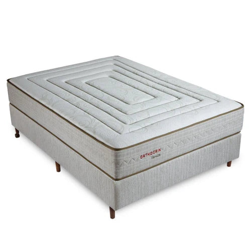 Cama Box Casal Orthocrin Colchão Espuma Eternitá Látex e Box Nature (138x188x65)