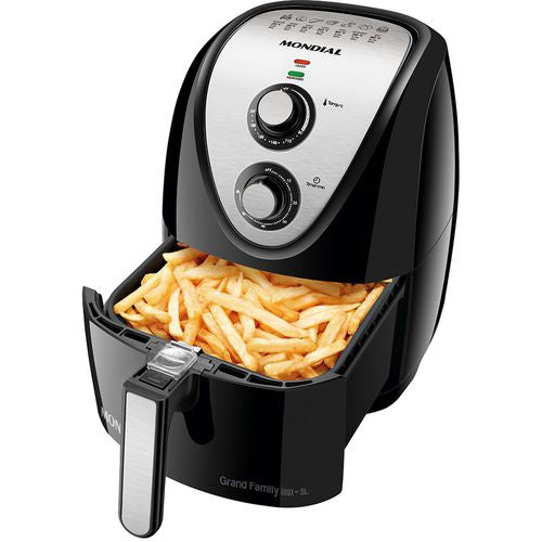 Fritadeira sem Óleo Air Fryer Mondial AFN-50 BI Grand Family Inox 5L Preta - 220V