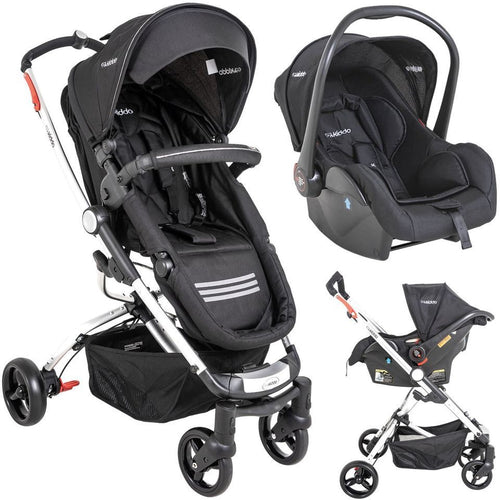 Carrinho de Bebe Moises Kiddo Eclipse com Bebe Conforto Melange Preto