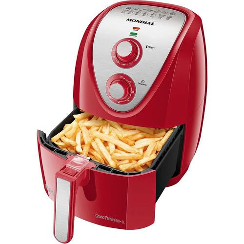 Fritadeira sem Óleo Air Fryer Mondial AFN-50 RI Grand Family Inox 5L Vermelha - 110v