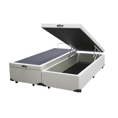 Cama Box Baú Casal branco com Pistão a gás - 138x188