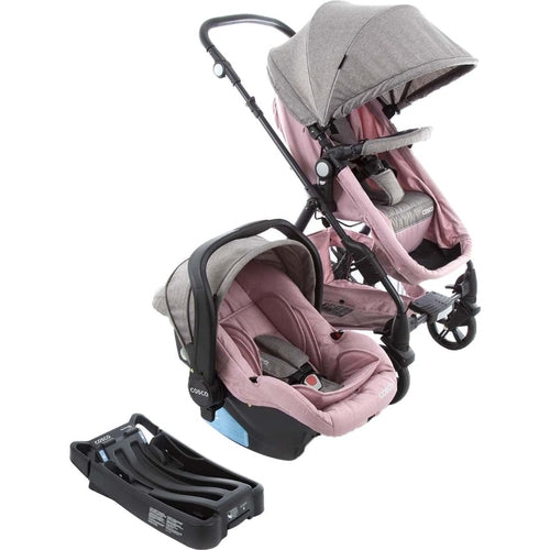 Carrinho de Bebe Travel System Poppy Trio Rosa Mescla com Bebê Conforto - Cosco