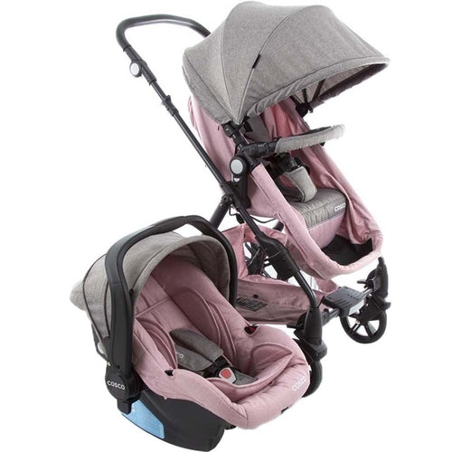 Carrinho de Bebê Travel System Poppy Duo Rosa Mescla com Bebê Conforto - Cosco