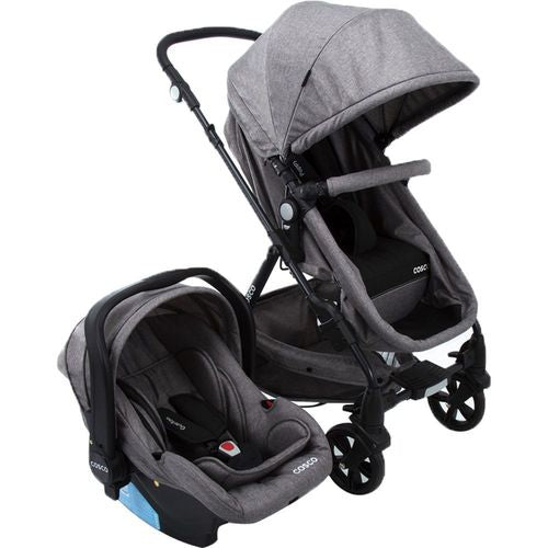 Carrinho de Bebe Travel System Poppy Duo Cinza Mescla com Bebê Conforto - Cosco