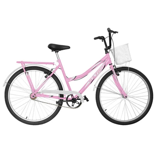 Bicicleta Aro 26 em Aço Carbono Freios V-Brake Ultra Bikes Summer Com Cestinha e Bagageiro