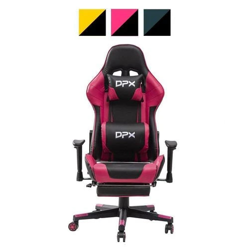 Cadeira Gamer Giratória com Apoio Retrátil para Pés e Braço 2D Rosa GT17 - DPX