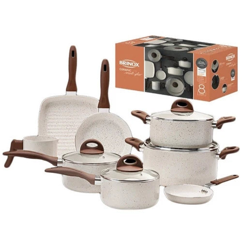 Jogo panela 8 pecas ceramic life smart plus vanilla brinox