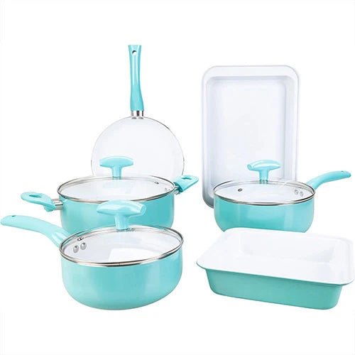 Jogo de panelas 6 peças Ceramic Chef azul - Classic Home