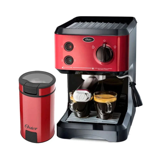 Kit Cafeteira Expresso Cappuccino e Moedor de Café Oster Red