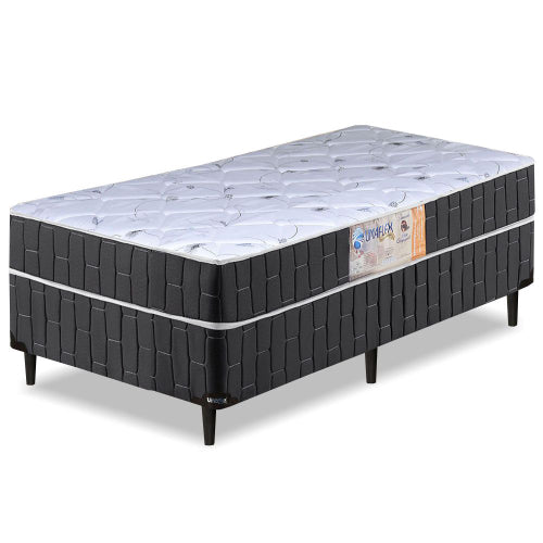 Cama Box Solteiro Conjugado Granada Umaflex Preto / Branco Flor