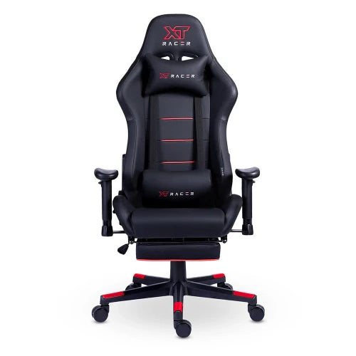 Cadeira Gamer xt Racer Attack com apoio de pés Reclinável Ergonômica couro sintético