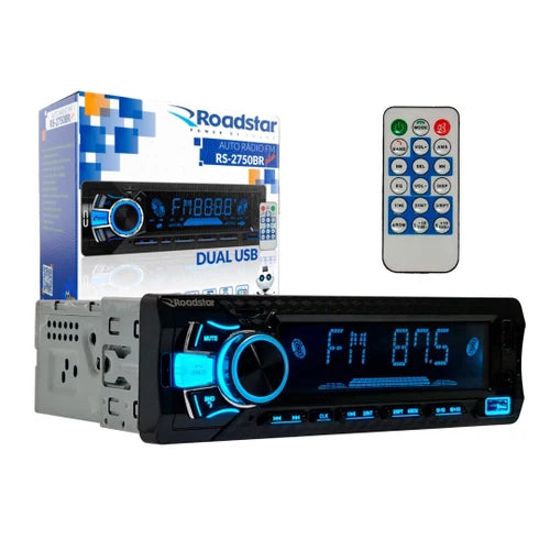 Som Automotivo Roadstar Rs-2750br Plus fm Bluetooth Micro sd, Auxiliar e 2 USB's (1 Charger e 1 Player) Visor e LED 7 cores 4 rca 4ch*60wrms