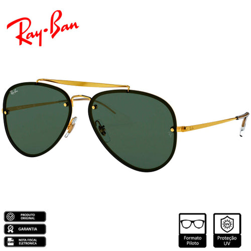 Óculos de Sol Ray-Ban Original Blaze Aviator Ouro Polido Verde Classico G-15 - RB3584N 905071 58-13