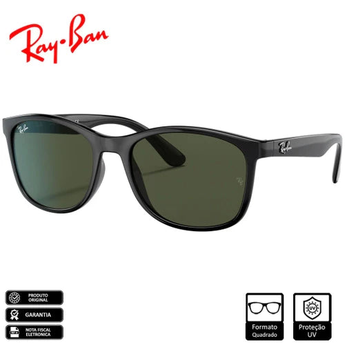 Óculos de Sol Ray-Ban Original RB4374 Polido Preto Verde Clássico G-15 - RB4374 601/31 56-19