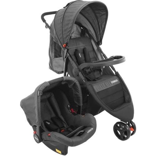 Carrinho de Bebê Travel System Jetty Duo Preto Mescla com Bebê Conforto - Cosco