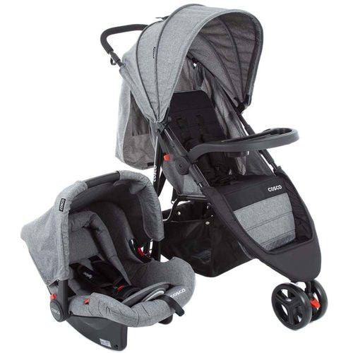 Carrinho de Bebê Travel System Jetty Duo Cinza Mescla com Bebê Conforto - Cosco